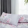 Conjuntos de folha de cama de flor rosa roxa incluem folha 1pc cabido + 2pcs casos Poliéster / cama de algodão lençóis capa de colchão proteger