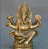 Kinesisk gammal brons tibet buddhism fyra-arm elefant gud mammon buddha staty