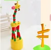 Colorful Wooden Blocks Rocking Giraffe Toy For Baby Stroller Toddler Kids Educational Dancing Wire Toys Kids Pram Accessories