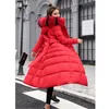 Wjustforu, abrigo largo de plumas a la moda para mujer, chaqueta ajustada de piel cálida, chaqueta femenina Parke de Cachemira, chaqueta de pato ajustada con capucha para mujer