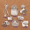 140pcslot mix Cat Animal Charm Pärlor Antika silverhängen smycken Fynd DIY -komponenter LM43 LZSILVER2046160