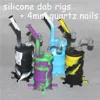 Silikon Rigs Sigara Cam Su Boruları Nargile Bongs Silikon Dab Teçhizat Serin Şekli + 4mm 14mm Erkek Kuvars Çivi