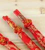 500 par trä kinesiska ätpinnar Presentpåse Skriva ut både den dubbla lycka och drake, bröllop chopsticks favör