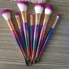 3D Syrenka Szczotki Zestaw 7 sztuk / Zestaw Rainbow Makeup Szczotka Zestaw Do Kremu Face Pędzle Power Multipurpose Beauty Cosmetic Makeup Brush Free DHL