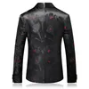 Red Dot Print Blazer De Luxe Col Châle Hommes Blazer Veste Costumes De Scène Terno Masculino Fête De Mariage Élégant Costume Veste