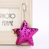 Fish Scale Sequin Star Keychain Key Ring Holders Bag hang Women kids Fashion Jewelry Gift Drop Ship 340052