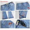 Broderie Stretching Flare jeans Femmes étirement des boutons de cloche pour les filles Pantalon pour femmes grandes taille A # K97