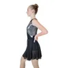 Dancer's Choices Black Ice Skating Modern Jazz Dance Shiny Nylon Lycra Chiffon Ballet Body Dress Ladies Girls234l