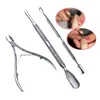 3 pçs / set Cuticle Manicure Scissor Aço Inoxidável Nipper Cutter Nail Art Alicate Clipper Ferramenta para Pele Morta e Hangnail LX2686