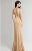 Qatar 2024 Nya högkvalitativa modebesättningar Prom Champagne Long Tulle Halter Stor handpärlor Fishtail kjol Party Evening Dresses HY039