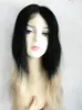 Yeni Gelmesi Insan Virgin Brezilyalı Saç Dantel Ön Peruk Ombre T1B / 27 # Doğal Siyah / Sarışın Renk