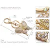 Llaveros de moda con diamantes de imitación y mariposa, soporte para cadenas de cristal para mujer, joyería, bolso, colgante, llaveros de coche K292