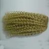 Yuntian Mongolian Afro Kinky Curly Hair Extension Weave Human Hair Bundles 1pcs # 613 Bleach Blond Remy Hair