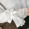 Stil Yay Bahar Ofis Bayan Kadın Şifon Bluzlar Elegance Dantel Patchwork Gömlek Gevşek Flare Kol Bluzlar Sıcak Satış T81913A