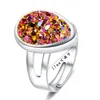 Fashion druzy drusy ring silver plated 6colors water drop geometry resin stone ring for women jewelry