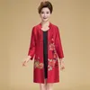 Moda primavera tradicional chinesa clothing retro estilo chinês bordado jaqueta de seda das mulheres soltas longo outerwear tops tang terno