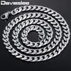 Davieslee 60cm Mens Chain Silver Color Stainless Steel Necklace for Men Curb Cuban Link Hip Hop Jewelry 3/5/7/9/11mm DLKNM07