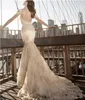Pnina Tornai 2020 Brautkleider, romantisch, rückenfrei, wunderschöne Meerjungfrau-Brautkleider, glitzernde Spitze, Kristall, abgestuftes Sweep-Zug-Hochzeitskleid