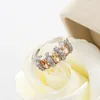 5 قطع lot luckyshine صديق هدية رائع النجوم morganite الشمبانيا الزركون 925 فضة مطلي خواتم روسيا الأمريكية أستراليا حزب