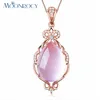 Todo SalemoonRocy Frete Grátis Jóias Rosa Cor Ross Quartz CZ Cristal Pink Opal Colar de Jóias Para As Mulheres Meninas Presente Gargantilha