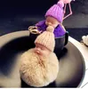 12 color Cute Sleeping Baby Doll Keychain Pompom Rabbit Fur Ball Key Chain Car Keyring Women Key Holder Bag Pendant Charm Accessor9658870