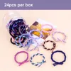 24pcs / box einfaches Haar-Seil Hairband Damen-buntes Haar-Gummiband-Band-elastisches Schnur-Haar-Zusätze Wholesale freies Verschiffen 0762WH