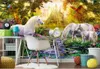 papel de parede Seamless su larga scala murale 3D foto personalizzata murale Carta da parati Foresta di loto stagno acqua potabile cavallo animale bambini sfondo