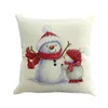 Christmas Pillow Case Cute Snowman Printing Dyeing Sofa Bed Home Decor Pillow Cases Xmas 45x45cm Square Flax Cushion Covers