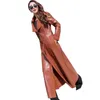 긴 가죽 여성 재킷 겨울 새로운 슬림 쇼 얇은 패션 옷깃 가죽 overcoats 따뜻한 양고기 머리 여자의 기본 코트 AS721