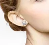 Klassisk fyra Claw Infinity Luxury Jewelry 925 Sterling Silver Princess Cut White Topaz Square CZ Multi Size Gemstones Women Stud9610425