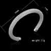 Ny 925 Sterling Silver Mesh Manschettband Bracelets 5 Design Kvinnors dubbelkabel Twisted Open Bangle för damer Hypoallergena Mode Smycken