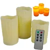 3 SmoothDrip Flickering Flame LED Remote Control Flameless Wax Mood Colour Ivory Candles Xmas Wedding Party7307809