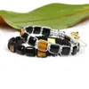 Nice Gift Stone Pulseras Wholesale 10pcs/lot 8x8mm Natural Black Onyx And Tiger Eye Square Stone Beads Geometric Braided Bracelet