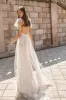 Berta tarafından Muse 2019 Mermaid Gelinlik V Boyun Backless Dantel Gelinlikler Yüksek Yarık See Beach Through Trompet Custom Made Gelinlik