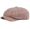 Tweed Gatsby Newsboy Cap Mężczyźni Wiosna Letni Kapelusz Golf Jedzie Płaski Cabbie Unisex Berets Peaky Blinders Kapelusze