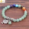 CSJA 8mm Natural Stone Green Aventurine Rainbow 7 Chakra Beads Yoga Bracelets Sell Healing Bangles Tree of Life Women & Men Je2241