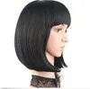 eNilecor Short Bob Hair Wigs 12" Straight with Flat Bangs Synthetic Colorful Wig