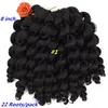 Extensão da beleza Moda 8 polegadas Ombre Jumpy Wall Curl Curl Crochet Tranças 22 Raízes Jamaican Bounce Sintética Crochet Cabelo Para Mulheres Negras