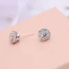 Hotsale OL Women Earrings 18K White Gold Plated Sparky CZ Rotated Earrings for Girls Women Hot Gift With 925 Silver Needles