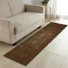 Långa remsor av mattan retro stil trä korn serie icke-slip flannel filt för kök soffa sovrum