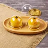 50 Sets Goud Ronde Plastic Cake Box Single Tray Food Grade Plastic Bakken Muffin Gift Verpakking Dozen voor gasten Feestartikelen