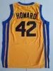 Mens Teen Wolf Scott Howard 42 Beacon Beacon Beavers Basquete Jerseys Filme Amarelo Costurado Camisas S-XXL