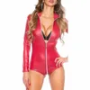 Hot Sexy Lingerie Lingerie PVC Jumpsuit Zentai Traje Feminino Catsuit Preto Pólo Roupas de Dança Playsuit BodyClub Bodysuit