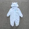 Höst Vinter Baby Rompers Bear Style Coral Fleece Hoodies Jumpsuit Baby Girls Boys Romper Varma Nyfödda Barnkläder Spädbarn Toddler Kläder