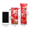 Nieuwe verlengen Chinese Stof Gift Bag Floral Combs Sieraden Zijde Brocade Pouch Kleine Trekkoord Tassen Voor Verpakking 7x18 cm 3pcs / lot