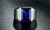 2016 Brand Fashion Man ring Princess cut 10ct Blue Cz birthstones ring 925 Sterling silver Engagement Wedding Band Ring for men