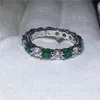 Enkel Fashio Kvinnlig oändlighetsring 925 Sterling silver Grön 5A zirkon Cz Förlovningsbröllopsringar för kvinnor Bröllopssmycken