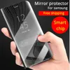 For Samsung Galaxy S9 S8 Plus S6 S7 Edge Note 8 Smart Clear Mirror View Case For Samsung A3 A5 A7 J3 J5 J7 2017 Flip Stand Cover