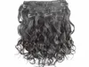 Brésilien Vierge Humaine Remy Clip Ins Extensions De Cheveux Naturels Cheveux Noirs Trame Humaine Vague de Corps Extensions De Cheveux Double Drawn