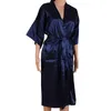 Men's Sleepwear Black Men Sexy Faux Silk Kimono Bathrobe Gown Chinese Style Male Robe Nightgown Sleepwear Plus Size S M L XL 221H